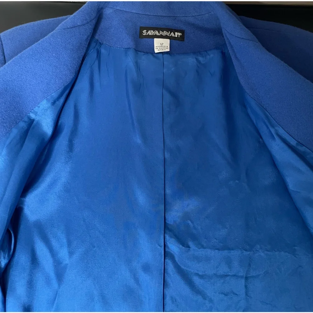Savannah Wool Royal Blue One Button Blazer Sz 12 - Picture 7 of 10